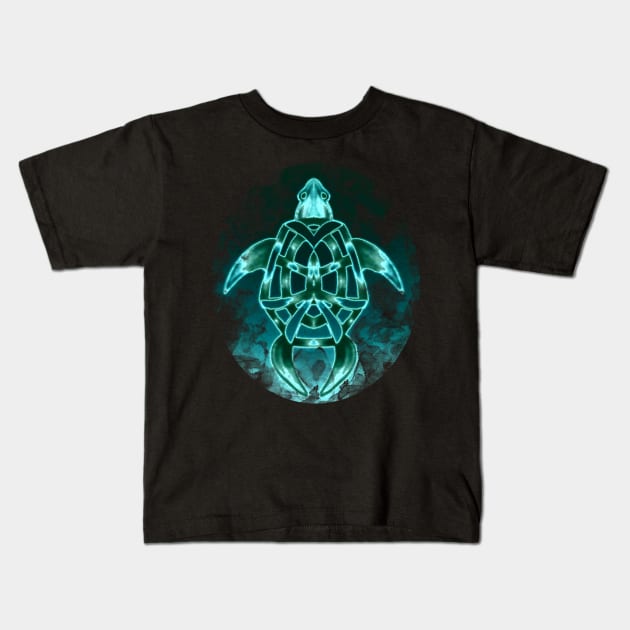 Aqua Turtle Kids T-Shirt by Not Meow Designs 